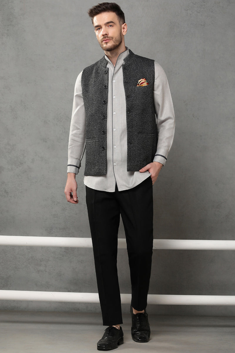 The Sombre Affair Nehru Jacket-Yellwithus.com
