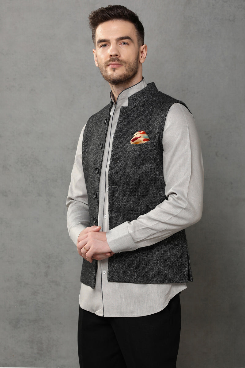 The Sombre Affair Nehru Jacket-Yellwithus.com