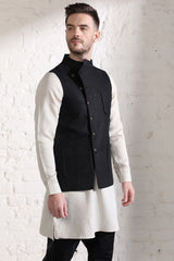 The Twist Black Modi Nehru Jacket-Yellwithus.com