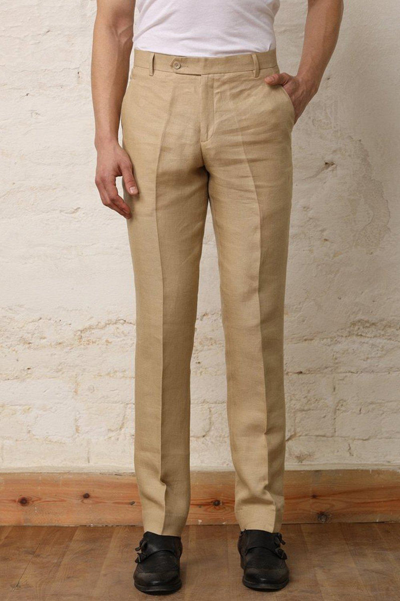 Extended Closure Button Trousers, Linen Trousers For Men's