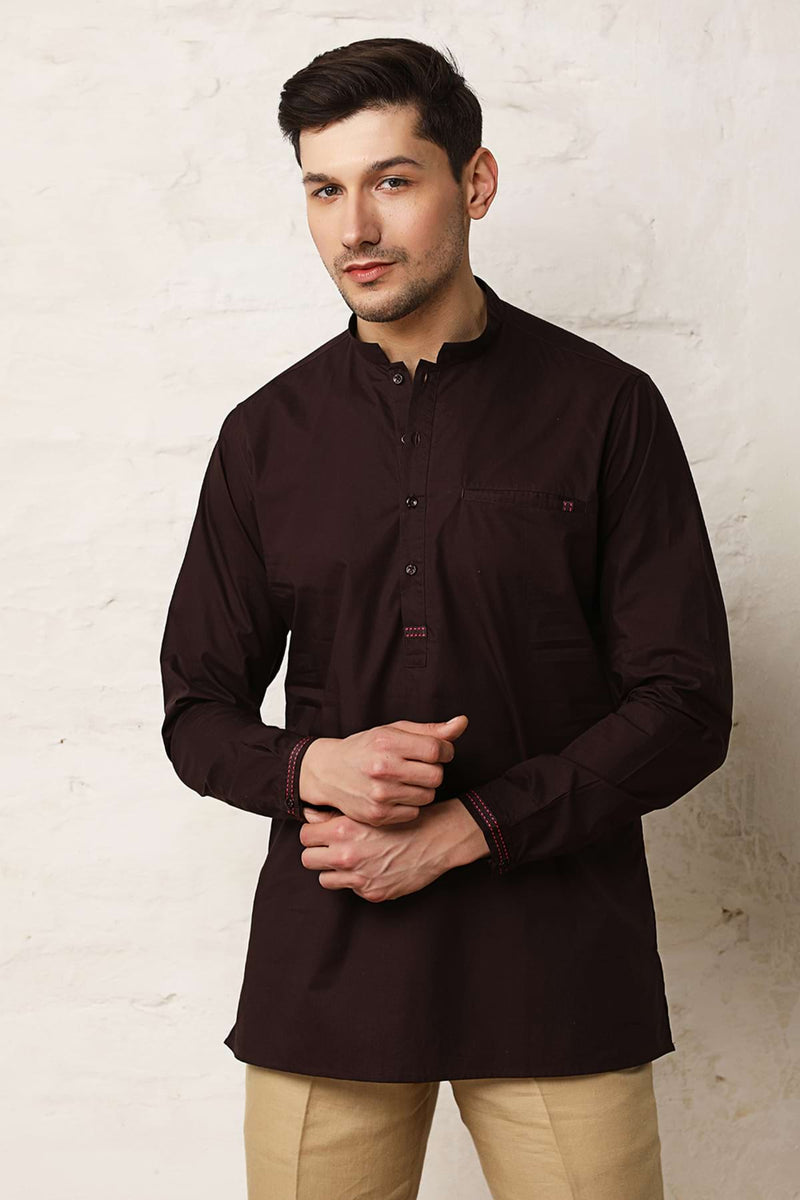 The Voile Brown Cotton Linen Kurta