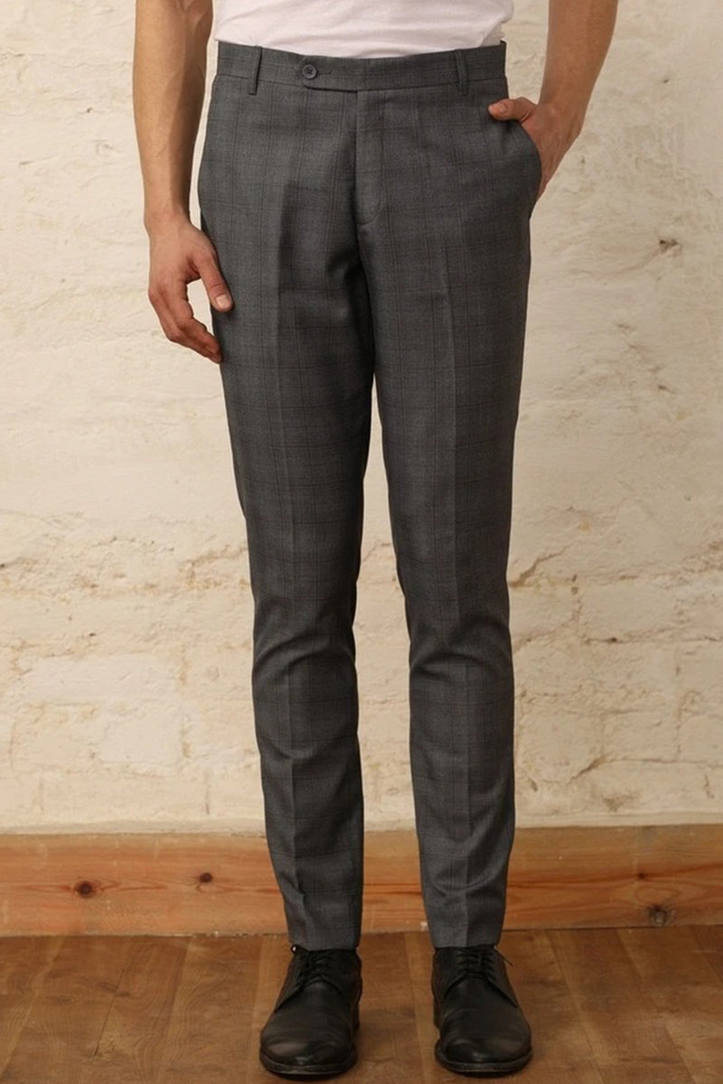 Buy Selected Homme Grey Slim Fit Checks Trousers for Mens Online  Tata CLiQ