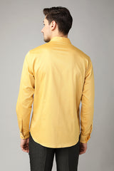 Mandarin Collar Yellow Linen Shirt - Yellwithus.com
