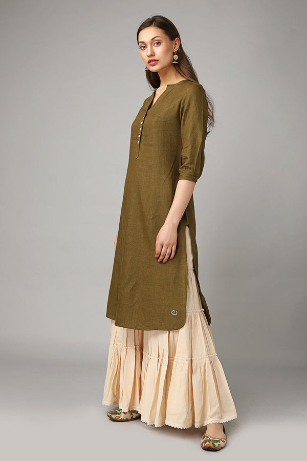 Spunky Slit Kurta-Yellwithus.com